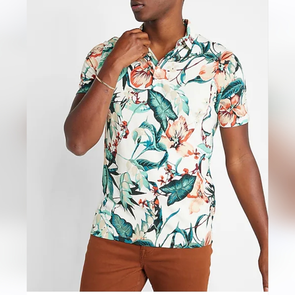 Express Men's Floral Polo
